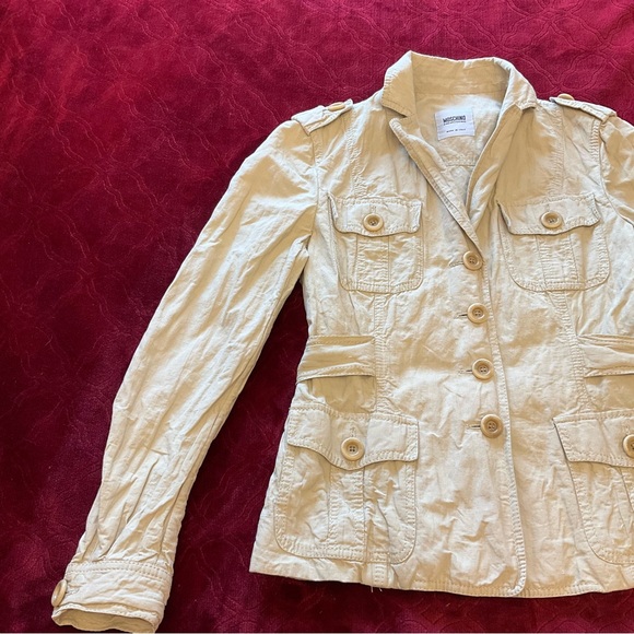 MOSCHINO Beige Button-UpLightweight Jacket, Flap Pockets - Medium - Picture 2 of 14